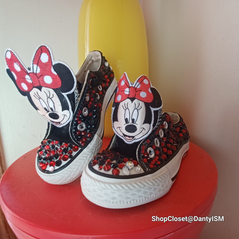 Disney Minnie Mouse Kids Sneakers - Black, Red, and White